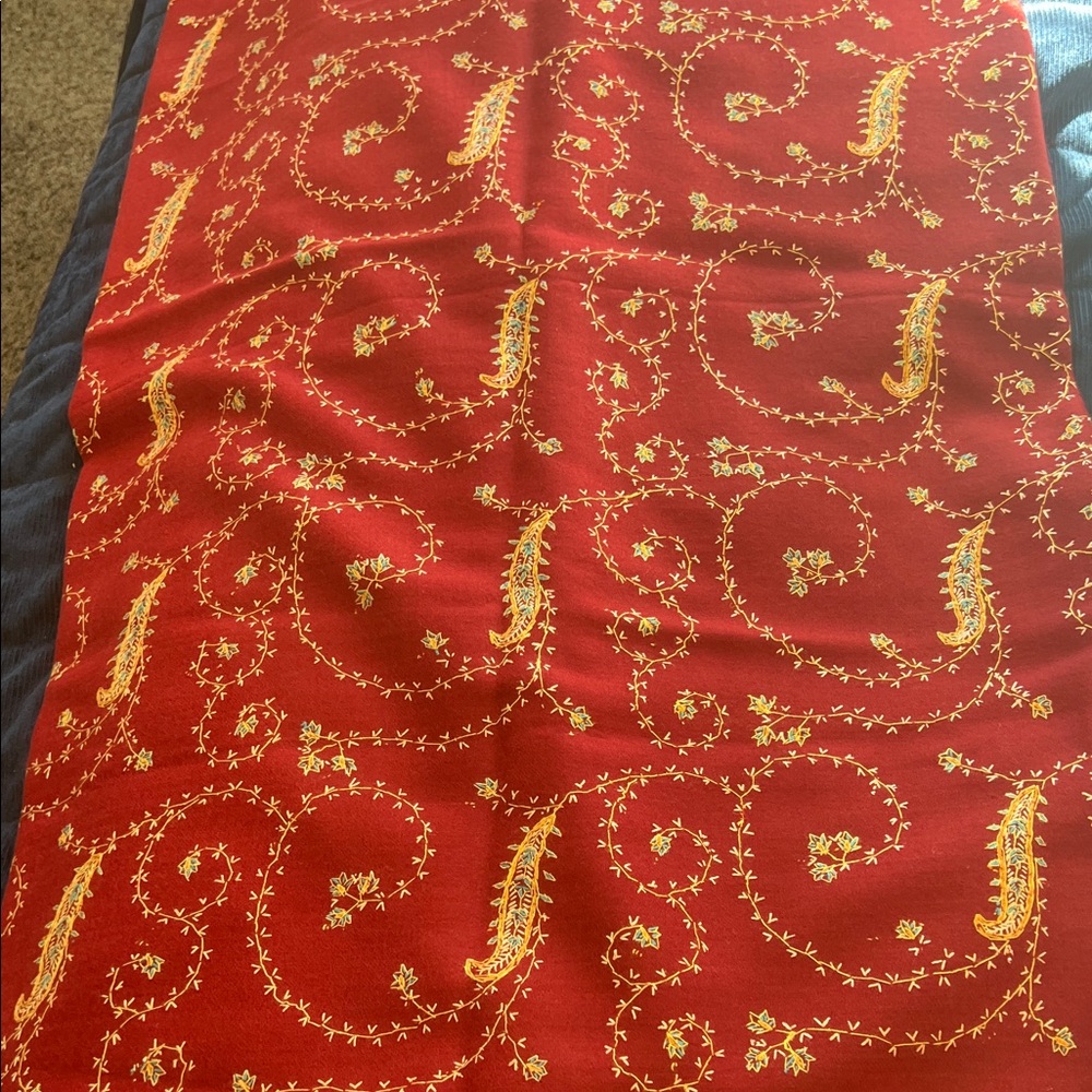 Pashmina Red and Gold Scarf